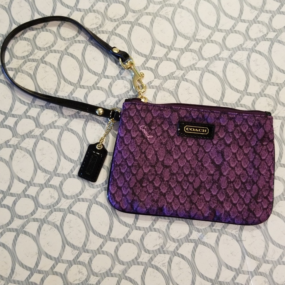 Coach Purple Snake Pattern Wristlet